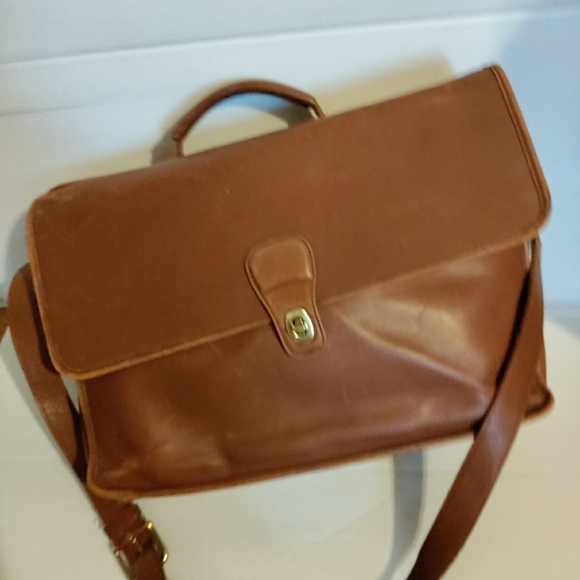 VINTAGE COACH TANNED COWHIDE LEATHER LAP-TOP BRIEFCASE /BUSINESS SHOULDER BAG - Picture 4 of 13